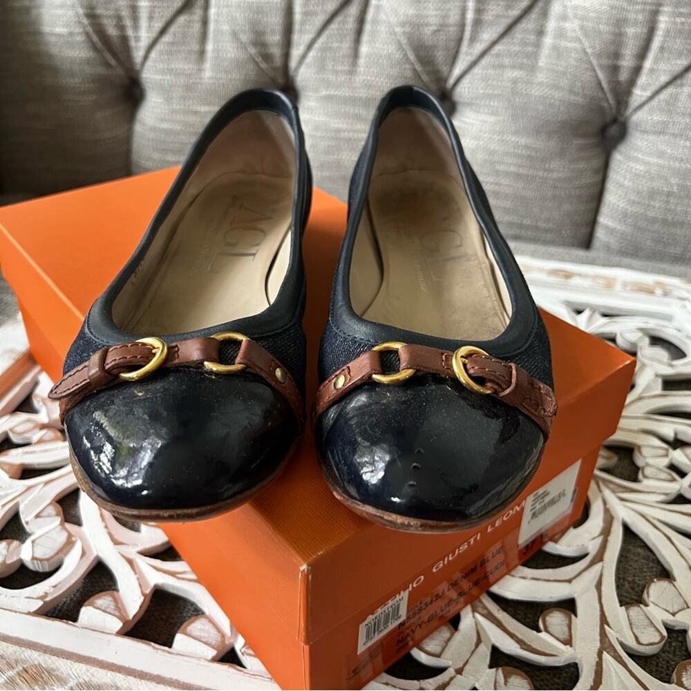 AGL Cap Toe Snake Ballet Flat Shoes Women’s 37.5 7.5
